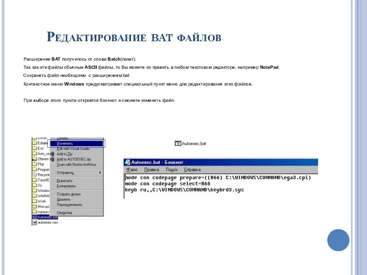 Расширение BAT получилось от слова Batch(пакет). Так как эти файлы