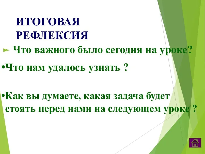 ИТОГОВАЯ РЕФЛЕКСИЯ Что важного было сегодня на уроке? Что нам