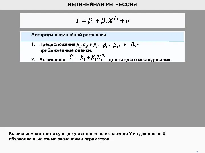 Вычисляем соответствующие установленные значения Y из данных по X, обусловленные