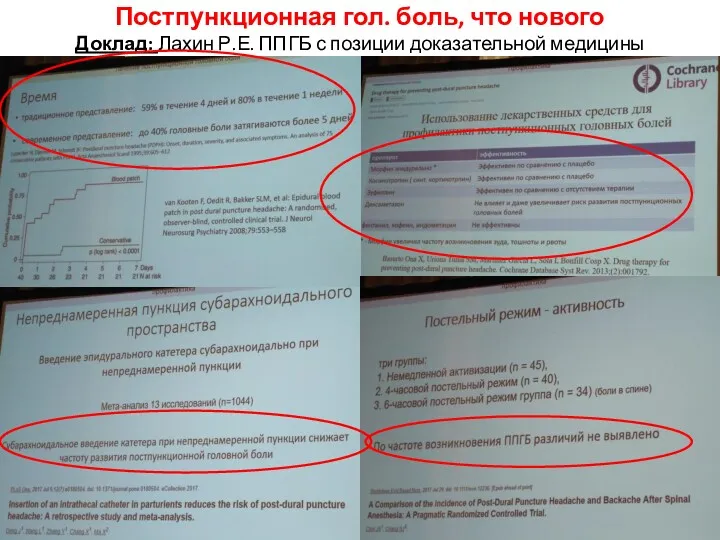 Постпункционная гол. боль, что нового Доклад: Лахин Р.Е. ППГБ с позиции доказательной медицины