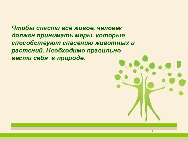 Чтобы спасти всё живое, человек должен принимать меры, которые способствуют