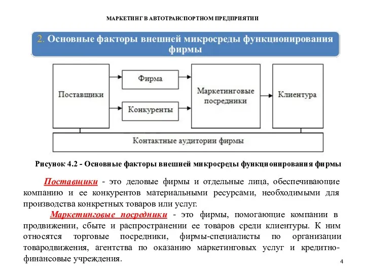 МАРКЕТИНГ В АВТОТРАНСПОРТНОМ ПРЕДПРИЯТИИ Поставщики - это деловые фирмы и