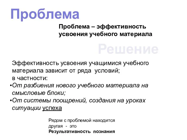 Эффективность усвоения учащимися учебного материала зависит от ряда условий; в