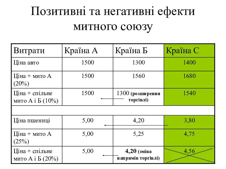 Позитивні та негативні ефекти митного союзу