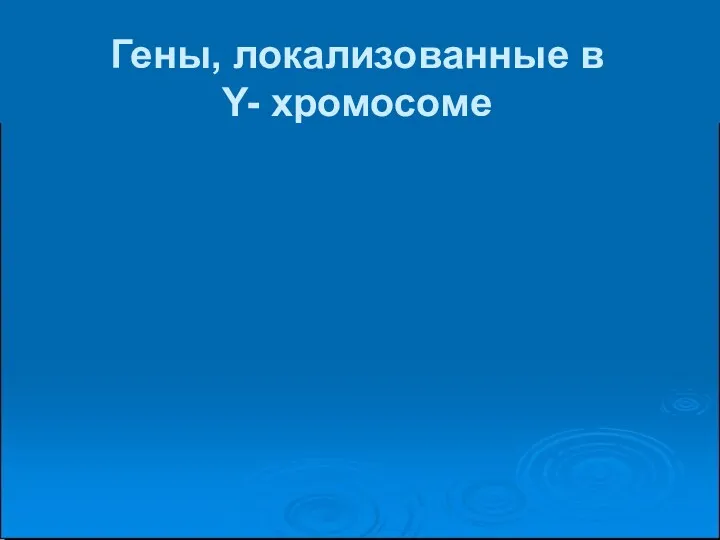 Гены, локализованные в Y- хромосоме P: Гипертрихоз- x Гипертрихоз+ Х