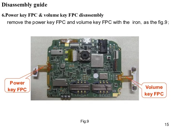 Fig.9 6.Power key FPC & volume key FPC disassembly remove