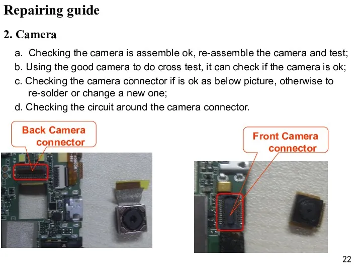 2. Camera a. Checking the camera is assemble ok, re-assemble