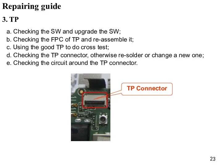 3. TP a. Checking the SW and upgrade the SW;