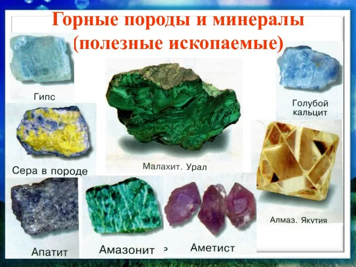 Горные породы и минералы (полезные ископаемые)