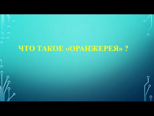 ЧТО ТАКОЕ «ОРАНЖЕРЕЯ» ?