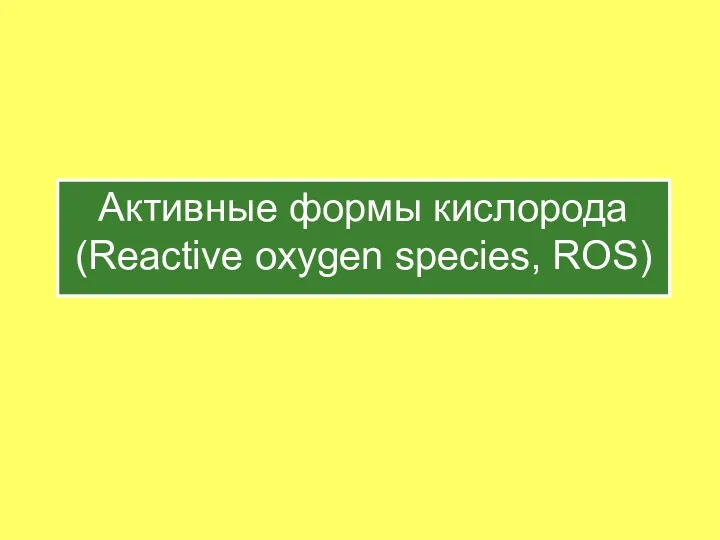 Активные формы кислорода (Reactive oxygen species, ROS)