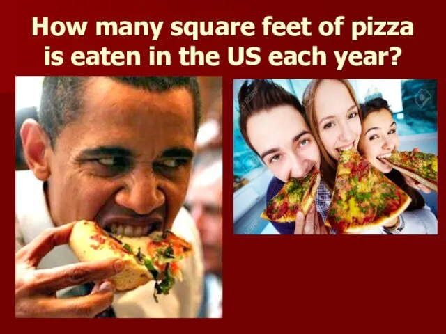 How many square feet of pizza is eaten in the US each year?
