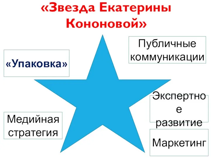 «Звезда Екатерины Кононовой» «Упаковка» Маркетинг Экспертное развитие Медийная стратегия Публичные коммуникации