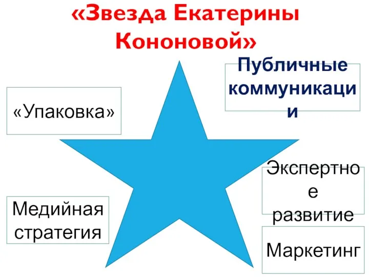 «Звезда Екатерины Кононовой» «Упаковка» Маркетинг Экспертное развитие Медийная стратегия Публичные коммуникации