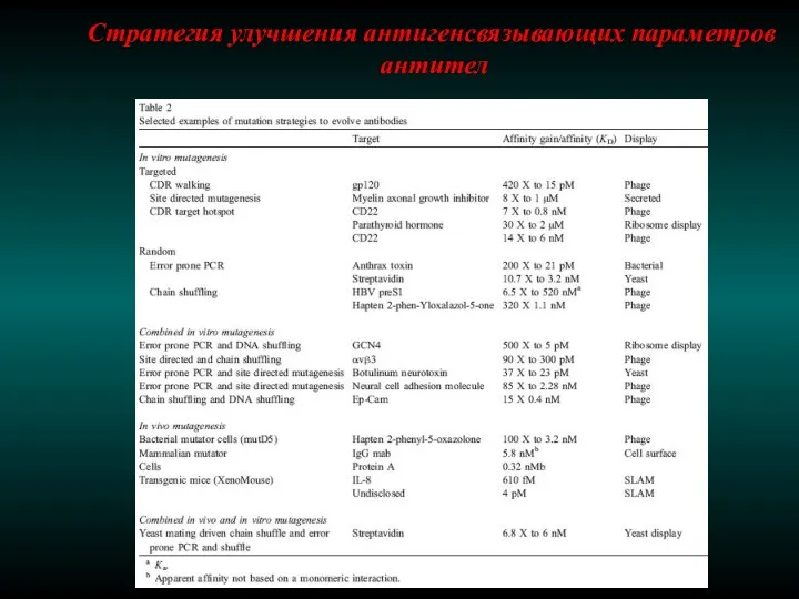 Стратегия улучшения антигенсвязывающих параметров антител