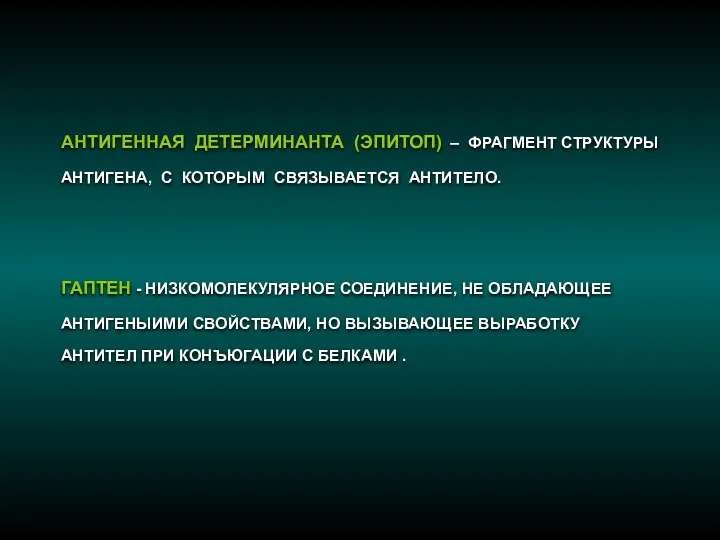 АНТИГЕННАЯ ДЕТЕРМИНАНТА (ЭПИТОП) – ФРАГМЕНТ СТРУКТУРЫ АНТИГЕНА, С КОТОРЫМ СВЯЗЫВАЕТСЯ