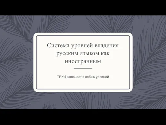 Система уровней владения русским языком как иностранным ТРКИ включает в себя 6 уровней