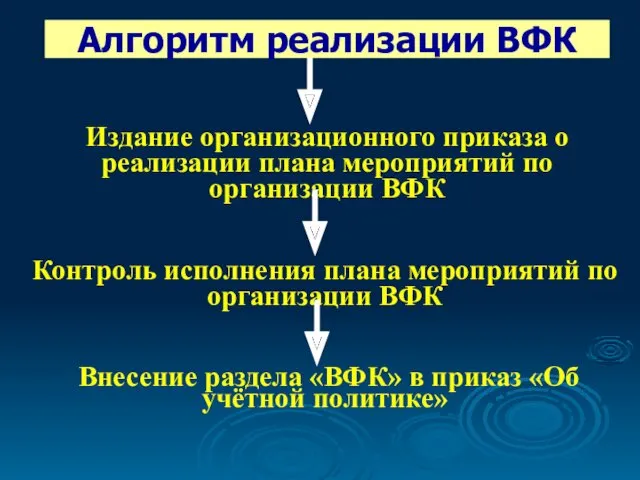 Алгоритм реализации ВФК Издание организационного приказа о реализации плана мероприятий