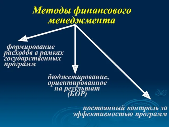 Методы финансового менеджмента бюджетирование, ориентированное на результат (БОР) формирование расходов