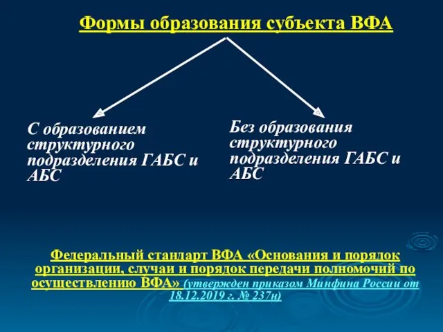 Федеральный стандарт ВФА «Основания и порядок организации, случаи и порядок