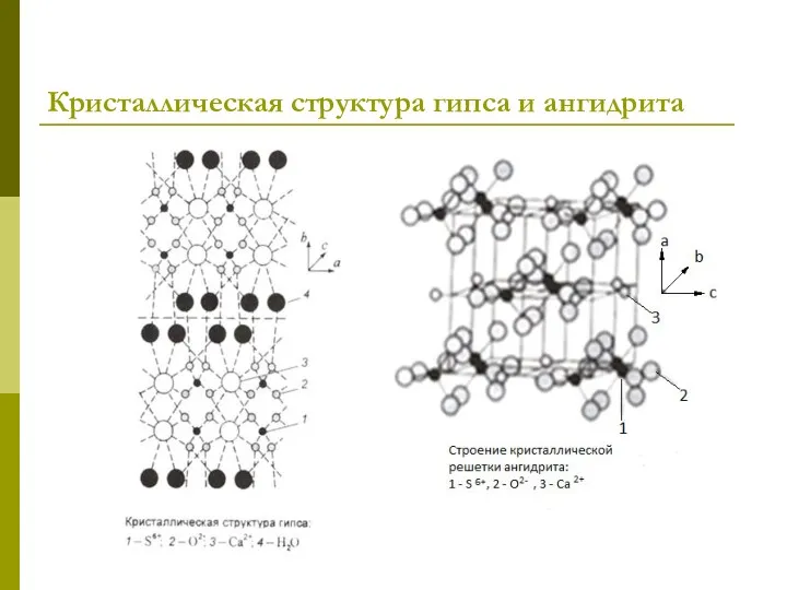 Кристаллическая структура гипса и ангидрита