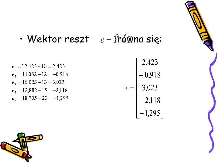 Wektor reszt równa się: