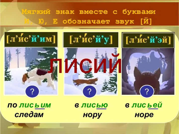 ? ? ? лисий по лис следам и м ь