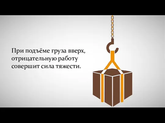 При подъёме груза вверх, отрицательную работу совершит сила тяжести.