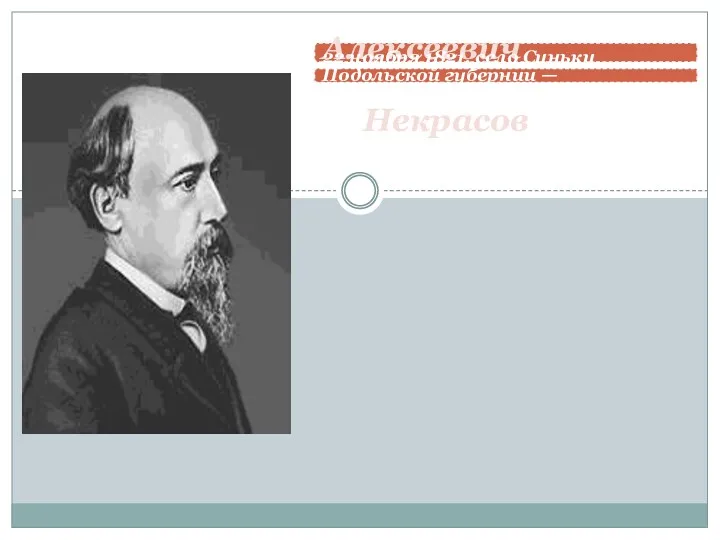 Николай Алексеевич Некрасов 22 ноября 1821, село Синьки Подольской губернии — 27 декабря 1877, Петербург.