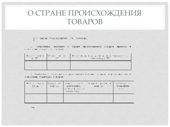 О СТРАНЕ ПРОИСХОЖДЕНИЯ ТОВАРОВ