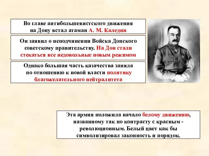 Во главе антибольшевистского движения на Дону встал атаман А. М.