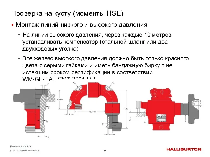 Проверка на кусту (моменты HSE) Монтаж линий низкого и высокого