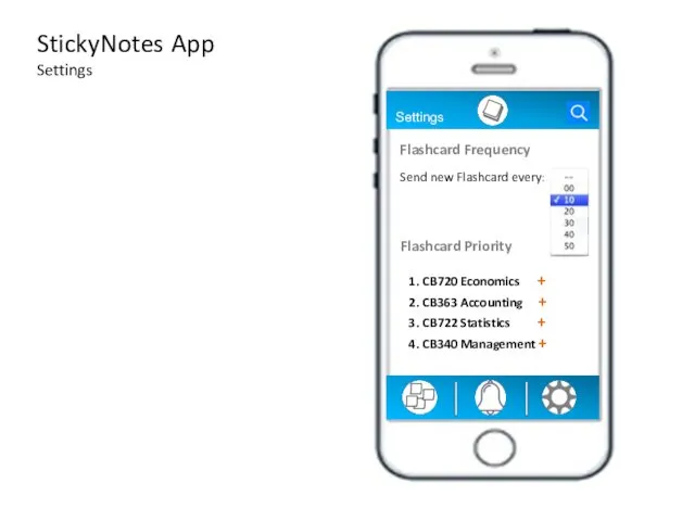 Settings Flashcard Frequency Send new Flashcard every: Flashcard Priority 1.