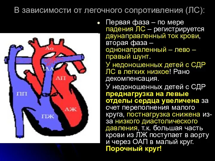 В зависимости от легочного сопротивления (ЛС): Первая фаза – по