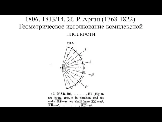 1806, 1813/14. Ж. Р. Арган (1768-1822). Геометрическое истолкование комплексной плоскости