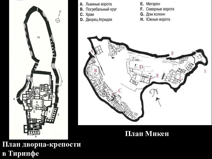 План дворца-крепости в Тиринфе План Микен