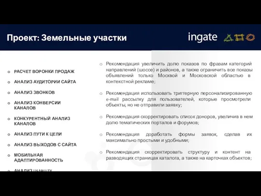 Проект: Земельные участки СТРУКТУРА АУДИТА: РАСЧЕТ ВОРОНКИ ПРОДАЖ АНАЛИЗ АУДИТОРИИ