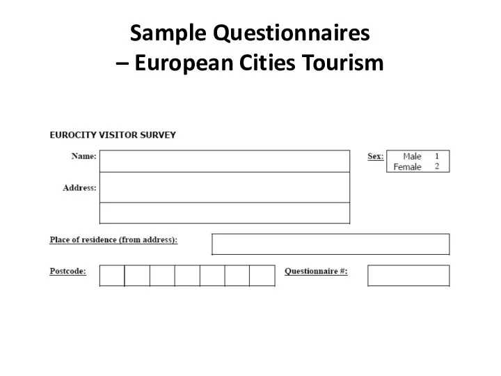 Sample Questionnaires – European Cities Tourism