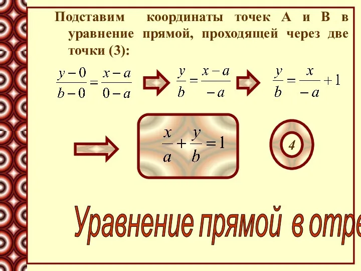 Подставим координаты точек А и В в уравнение прямой, проходящей