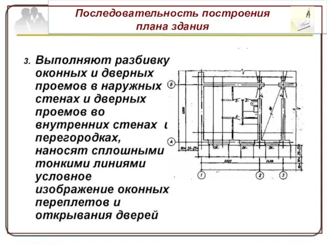 Последовательность построения плана здания