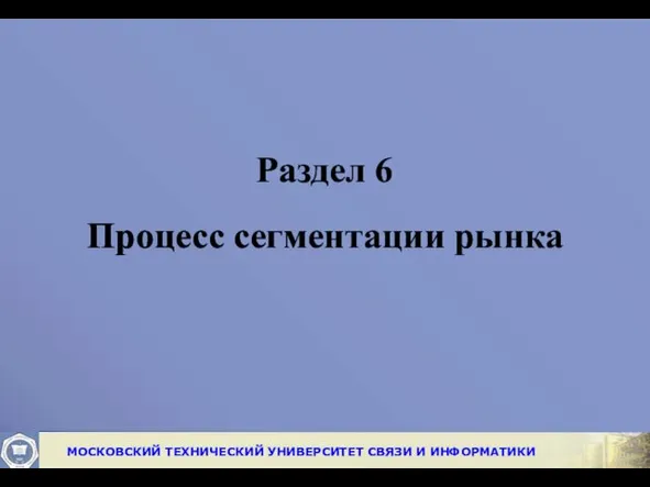 Раздел 6 Процесс сегментации рынка