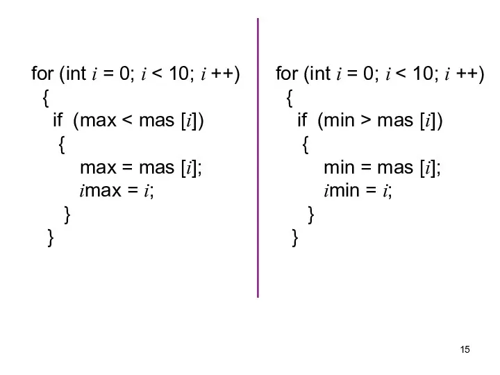 for (int i = 0; i { if (min >