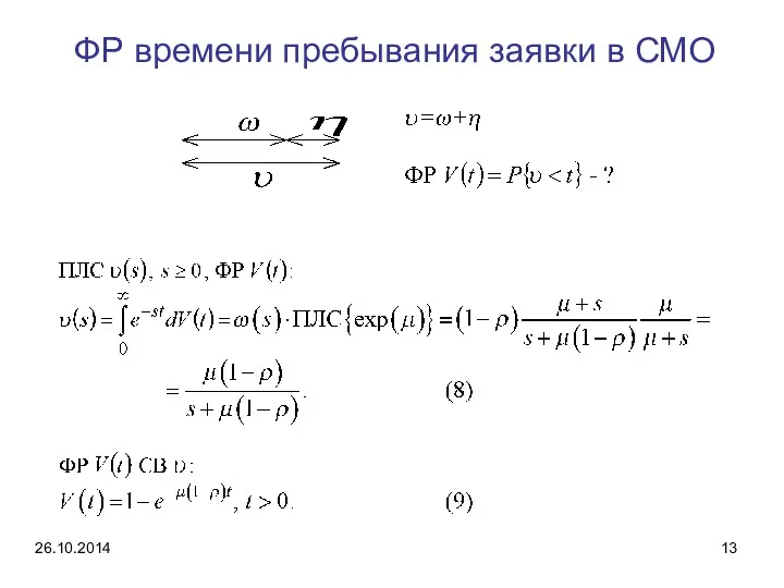 ФР времени пребывания заявки в СМО 26.10.2014