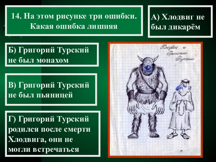 14. На этом рисунке три ошибки. Какая ошибка лишняя А)