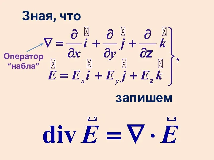 запишем Зная, что Оператор “набла”