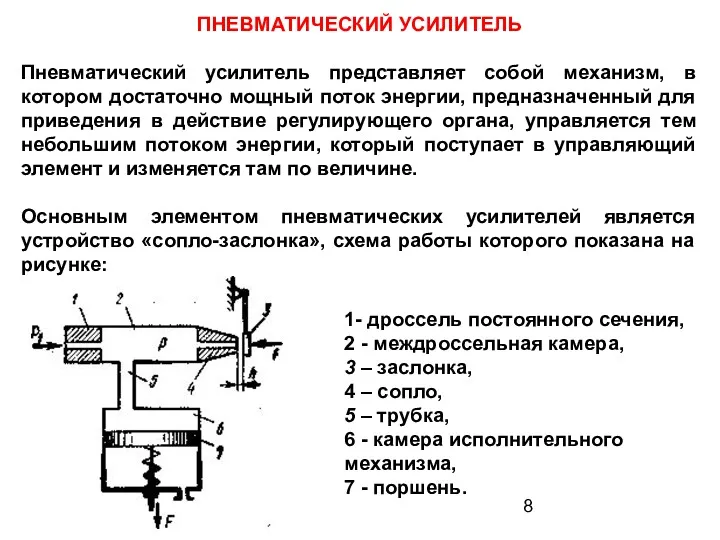 ПНЕВМАТИЧЕСКИЙ УСИЛИТЕЛЬ Пневматический усилитель представляет собой механизм, в котором достаточно