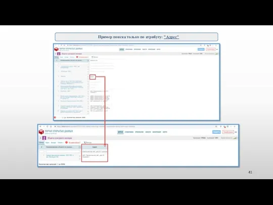 Пример поиска только по атрибуту: "Адрес"
