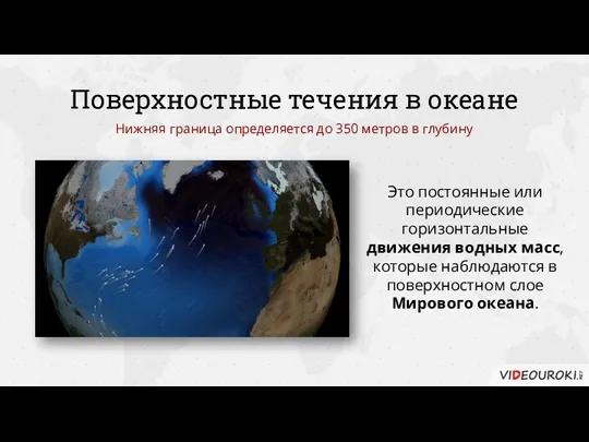 Поверхностные течения в океане Это постоянные или периодические горизонтальные движения