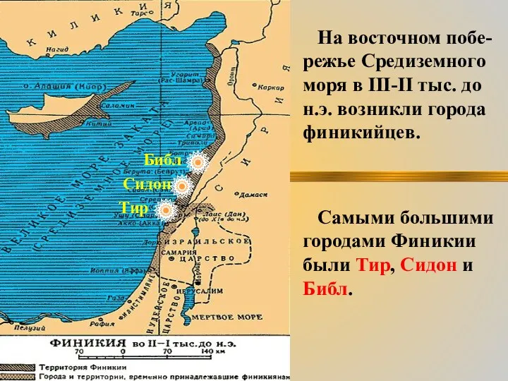 Тир Сидон Библ На восточном побе-режье Средиземного моря в III-II