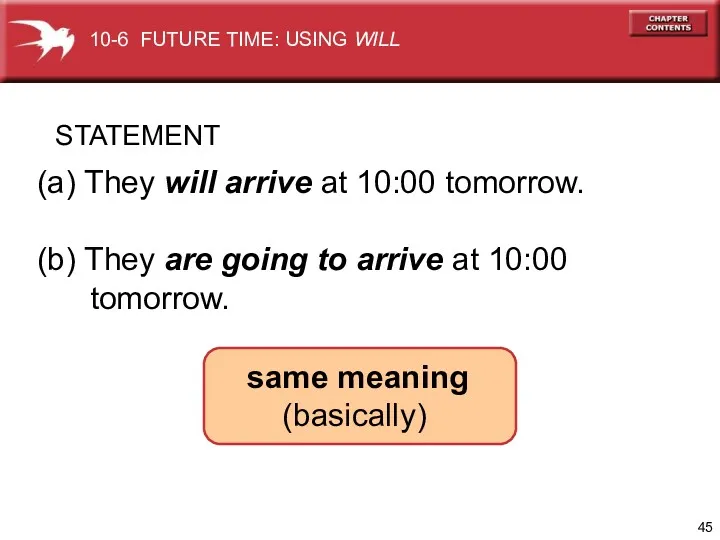 (a) They will arrive at 10:00 tomorrow. (b) They are